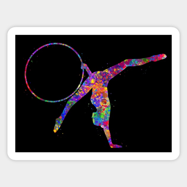 Rhythmic gymnastics hoop watercolor art Sticker by Yahya Art